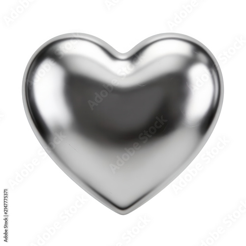 Silver Heart 3d Render Transparent Background
