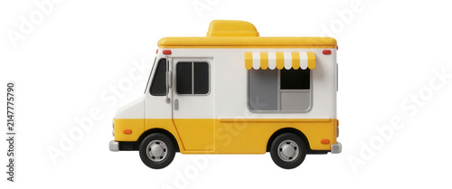 Yellow Food Truck Isolated Transparent Background