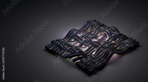 Render 3D abstracto de hebras de fibra natural tejida en espuma suave