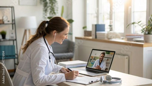 Female Doctor Conducting Online Consultation Through Telemedicine Digital Health Platform