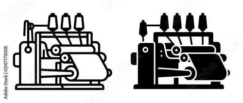 Фотография Sewing Machine Icons, Industrial Overlock Stitcher, Textile Manufacturing Equipm