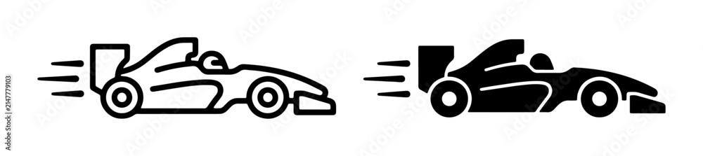 Fototapeta premium Formula 1 Racing Car Icons, Speeding Sports Vehicle Vector Graphics, Motorsport Competition Symbols