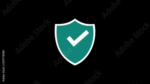 Minimalist security shield with checkmark animation for cybersecurity and data protection concepts
