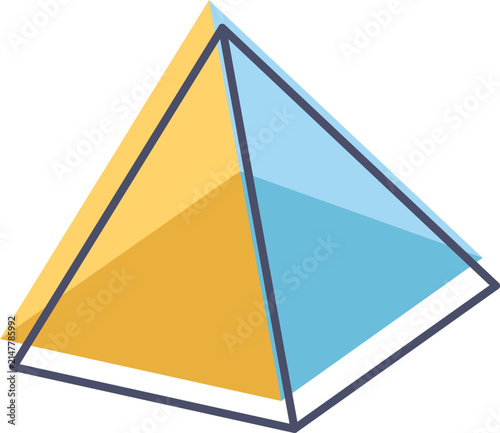 Triangular pyramid with outline memphis design