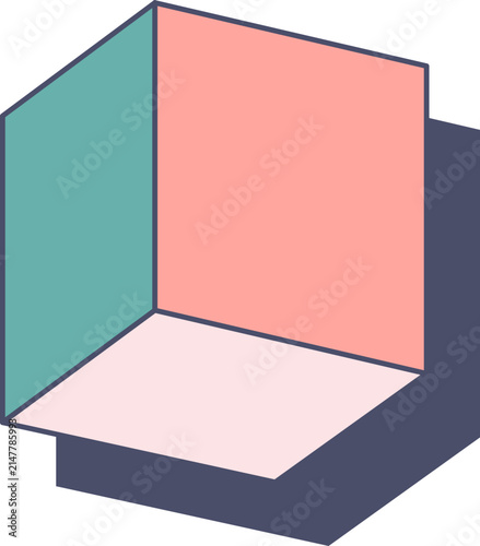 Cube with outline memphis design