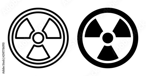 Foto Radiation Symbol Icons, Nuclear Hazard Warning Signs, Radioactive Danger Alert S