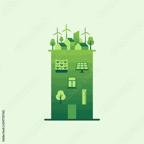 Sustainable green building with vertical gardens.