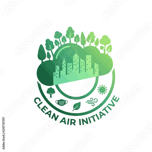 Clean air initiative green city environment logo.