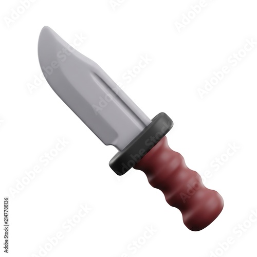 3D render of a plastic toy survival knife with survival isolated background adventure military