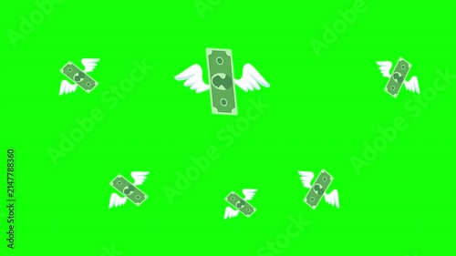 Flying Money Banknotes with Wings Financial Freedom Animation