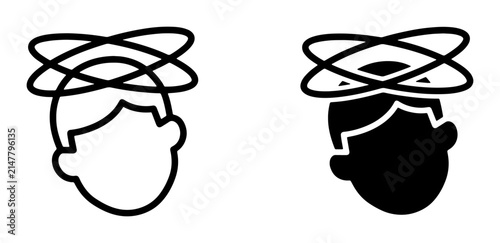 Bild auf Leinwand Dizzy Head Icon, Vertigo Symbol, Motion Sickness Graphic, Dizziness Concept, Fee