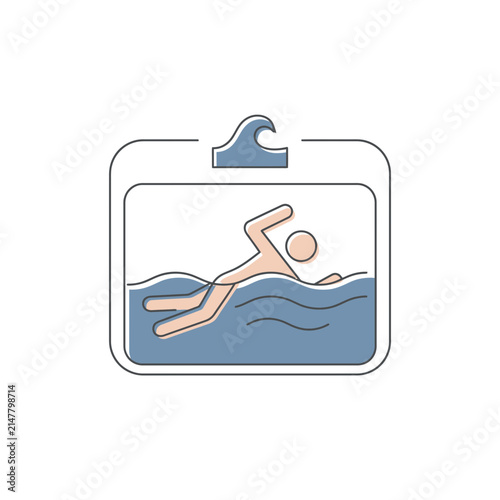 Swimming athlete icon in linear style.