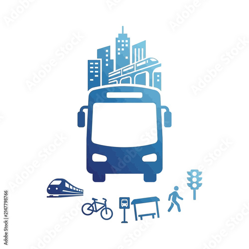 Urban public transportation transit network icon.