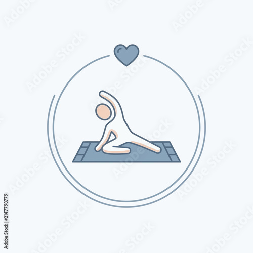 Wellness yoga pose line art illustration.