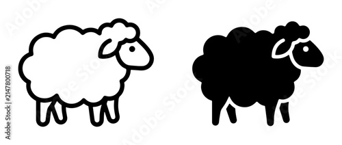 Simple Sheep Icons, Black and White Vector Illustrations of Farm Animals, Livestock Symbols for Agriculture and Nature Themes