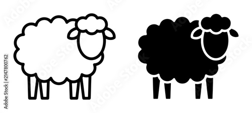 Simple Sheep Icons, Black and White Vector Graphics, Farm Animal Silhouettes for Livestock and Agriculture Concepts