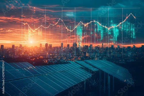 Solar market performance graph with electricity trend analysis image