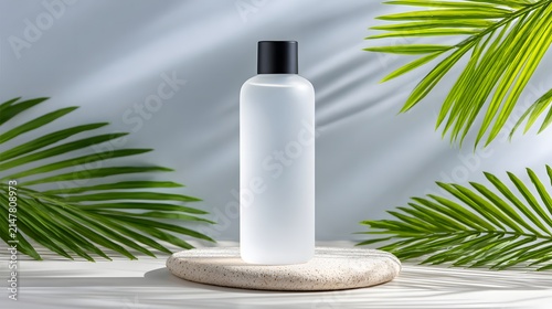 Abstract Flowing Green Foliage with Motion Blur Over a Minimal White and Gray Background