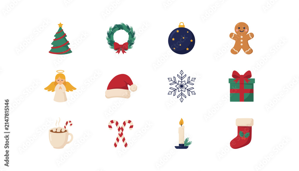 Fototapeta premium Christmas Collection Festive Symbols holiday celebration