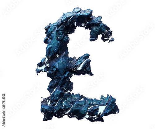 Blue stone euro sign isolated on transparent background