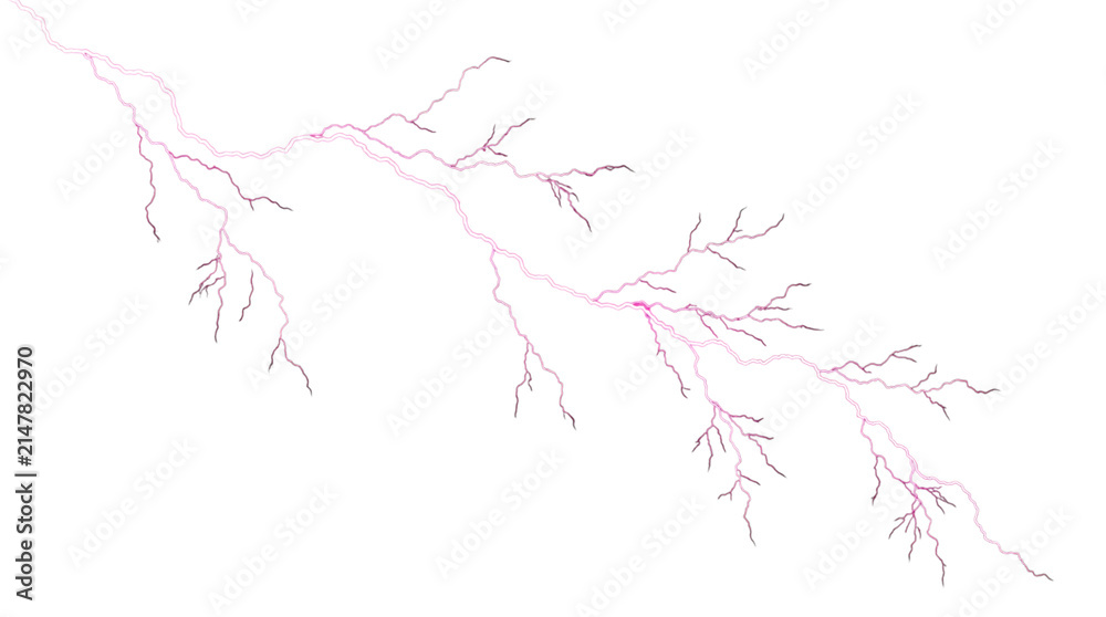 Obraz premium Pink electric lightning bolt branch energy shock effect png