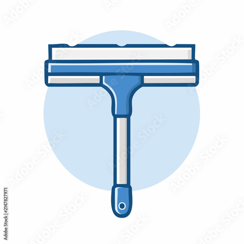 Blue window squeegee cleaning tool icon flat vector illustration isolated on white background