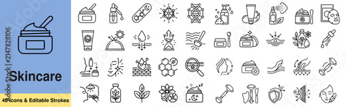 Принти на полотні Skin care line icon set