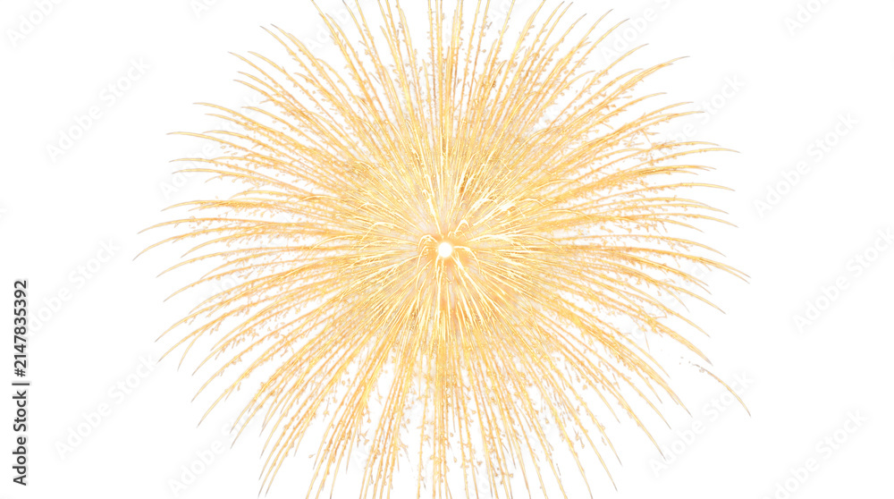 Obraz premium Golden fireworks explosion particle rays celebration light png