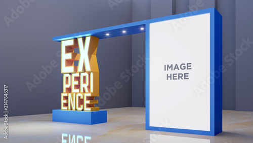 Cuadro en lienzo 3d illustration gate entrace EXPERIENCE big text with blank space logo company digital futuristic technology decoration for event exhibition