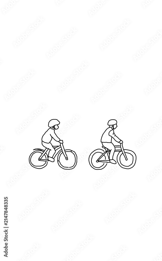 Fototapeta premium People Riding Bicycles Wearing Safety Helmets