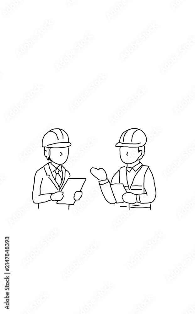 Fototapeta premium Two Construction Engineers Discussing Project Plans.