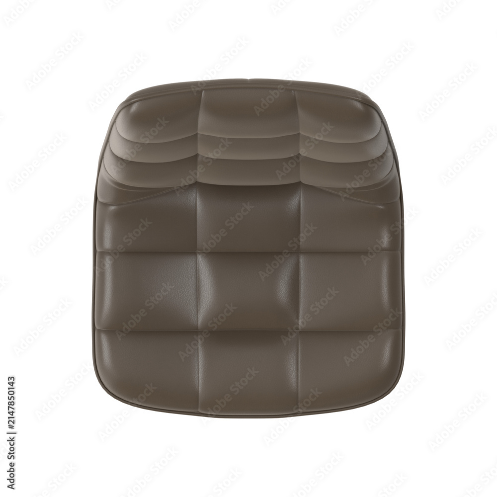 Obraz premium Top view of a modern tufted brown leather chair seat on a white background