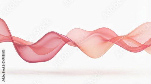 Elegant Pink Ribbon Bow Flowing on White Background with Smooth Curves, Abstract Motion Design, Colorful Swirl Pattern and Decorative Digital Illustration