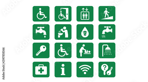 Accessibility and Utility Flat Vector Icons Collection: Modern Line Art Symbols for Web and App Interfaces