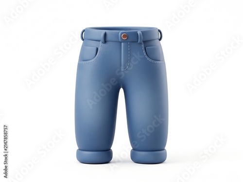 3D render of blue denim jeans icon with clothing trousers isolated background creative shopping