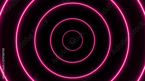 фотографія Concentric glowing pink neon circles expanding from the center against a solid b