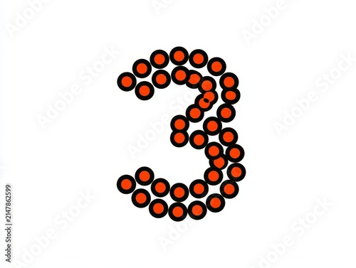 Number three made of orange dots