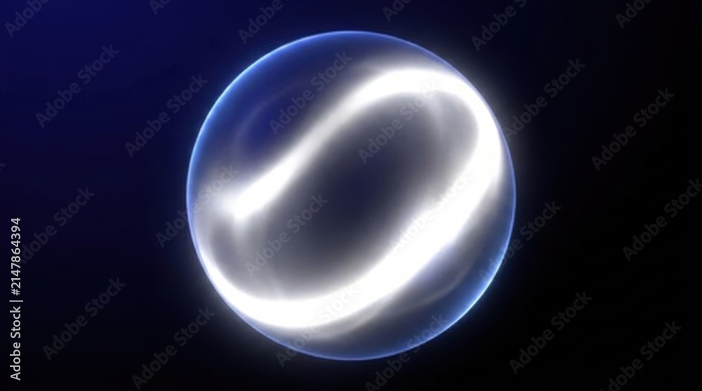 Obraz premium Glowing Light Blue Futuristic Light Bulb and Energy Sphere in Space with Planet Earth, Astronomy Universe Illustration and Cosmic Blue Night Atmosphere Design