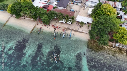 Aerial View of a Tropical Beach and Coral Reef in the Philippines