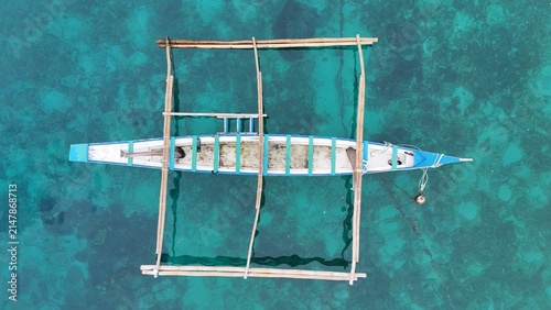 Aerial View of a Tropical Beach and Coral Reef in the Philippines