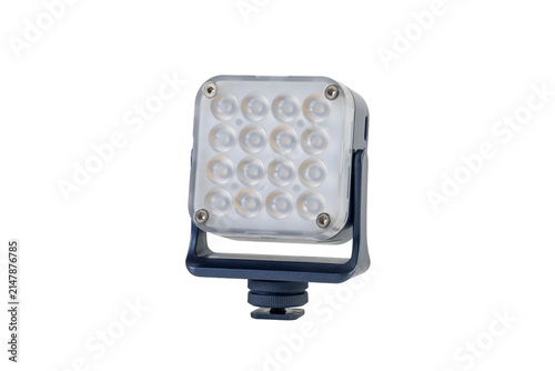 Принти на полотні A small LED light and hand, an LED light for photography or videography to illuminate on transparent background