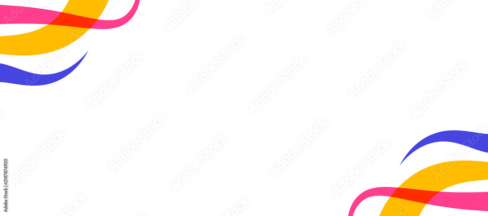 Fototapeta premium Abstract Colorful Wavy Ribbon Lines Corner Border Frame Background with Copy Space