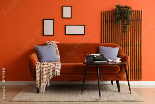 Comfortable sofa and table ...