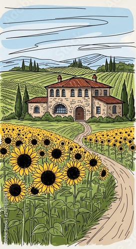 Sun-Kissed Haven: Tuscan Fields Bloom