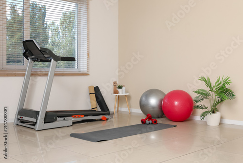 Treadmill with fitballs and...