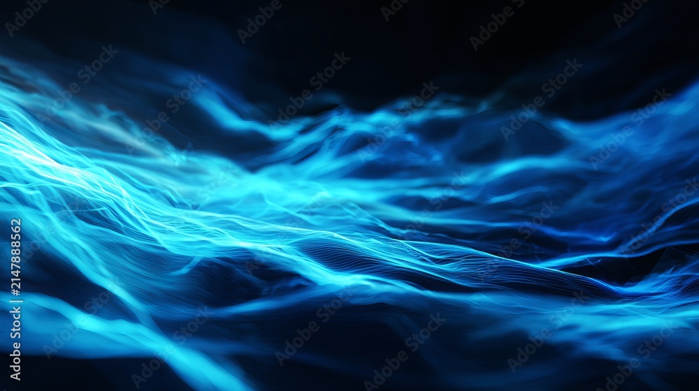 Fototapeta premium Abstract blue digital flow, dynamic data stream, technology background, futuristic network visualization, conceptual representation