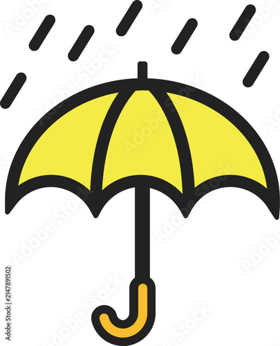 Yellow Umbrella Open in the Rain Icon