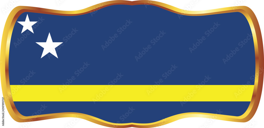 Fototapeta premium Curacao Flag Gold Shield Badge