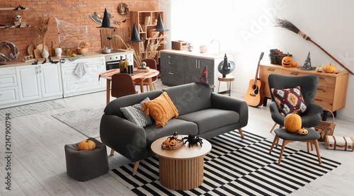 Cozy living room and kitche...
