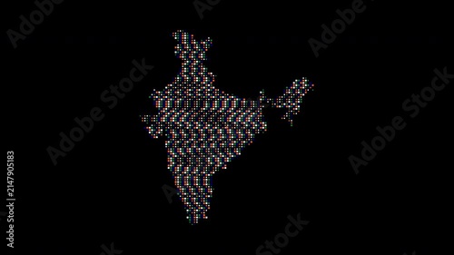 India abstract particle map digital loop transparent background